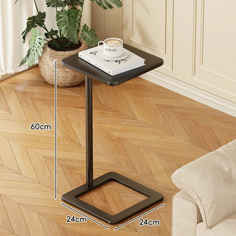 Wooden Side Table with Wheels - Mobile Coffee Table for Living Room & Bedroom