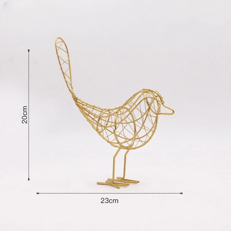 Nordic Metal Bird Sculpture - Abstract Iron Bird Figurine for Home Decor & Gift