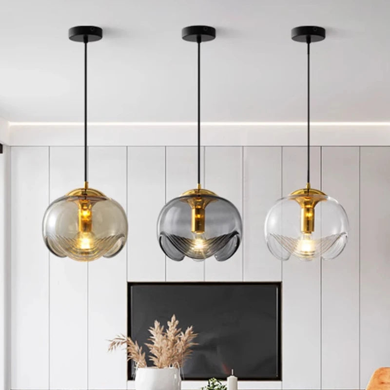 Glass Pendant Light - Modern Chandelier for Dining Room & Kitchen