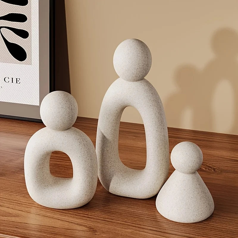 Modern Minimalist Family Sculpture - Abstract Resin Family of Three for Home Decor
