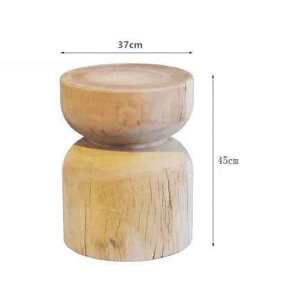 Solid Wood Household Living Room Stool Nordic Style Retro Bedroom Round Nightstand with Wooden Piers Home Decoration Ottomans