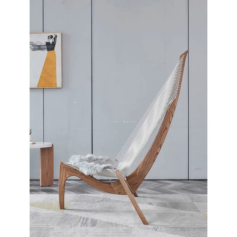 Nordic Solid Wood Sailboat Chair - Designer Harp Chair Lounge for Living Room