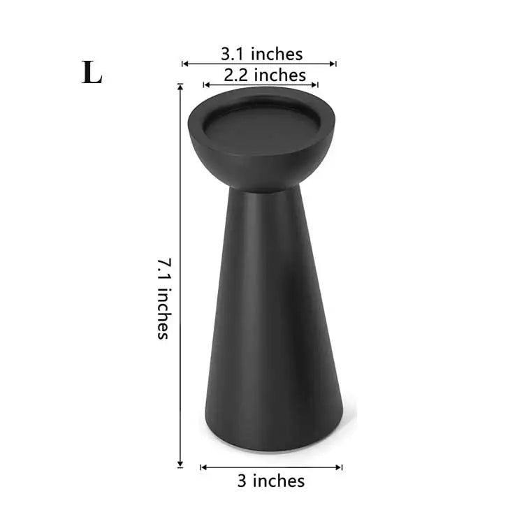 Matte Black Candle Holders Set of 3 - Metal Round Candle Stands
