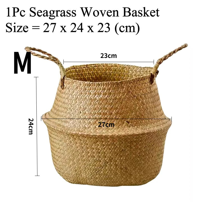 Seagrass Basket - Rattan Hanging Planter & Storage Organizer