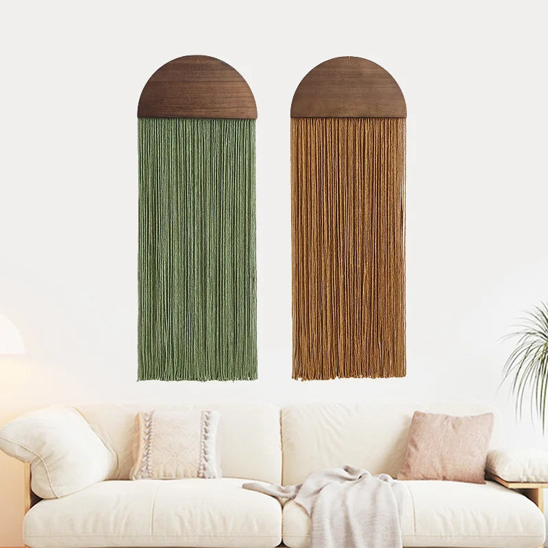 Half Moon Macrame Wall Hanging - Colorful Boho Wall Art with Natural Wood