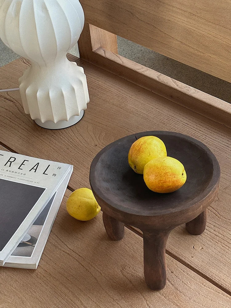 Wabi Sabi Wooden Fruit Tray - Handcrafted Walnut Serving Platter, Home Decor