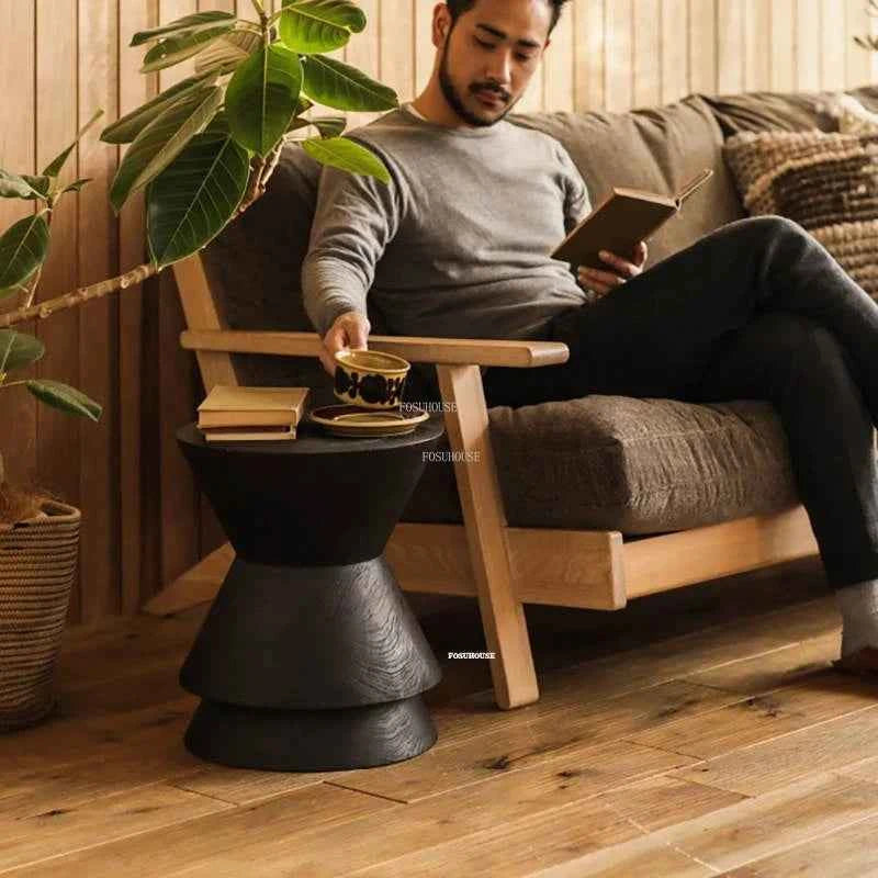 Creative Retro Solid Wood Coffee Table Nordic Home Furniture Round Sofa Side Table Homestay Decoration Simple Tree Stump Stool L