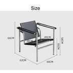 Bauhaus Lounge Chair - Corbusier Style Leather Armchair with Steel Frame