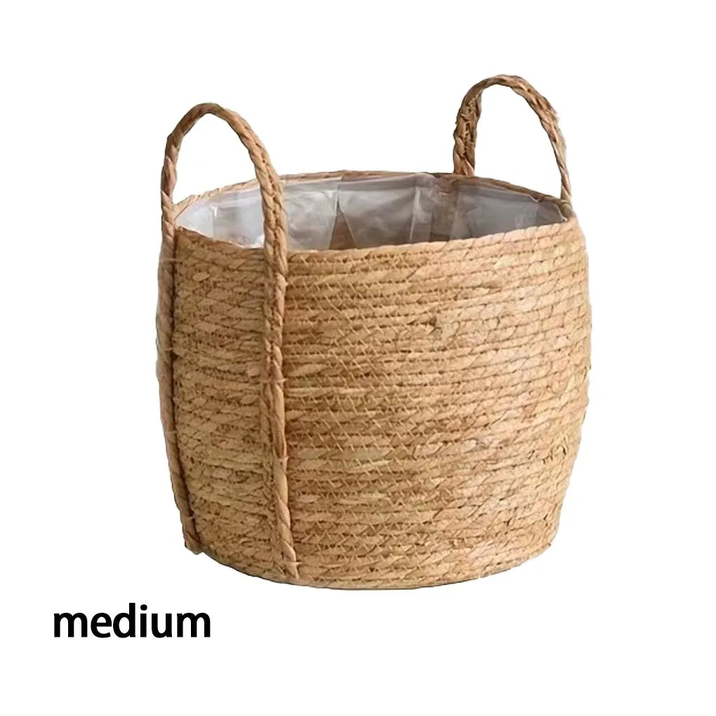 Handmade Rattan Planter Basket - Woven Flowerpot for Indoor Plants & Home Decor