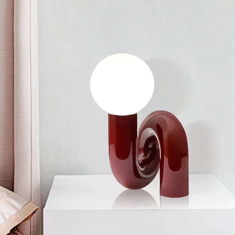 Glass Sphere Table Lamp - Nordic LED Decorative Light with Resin Base