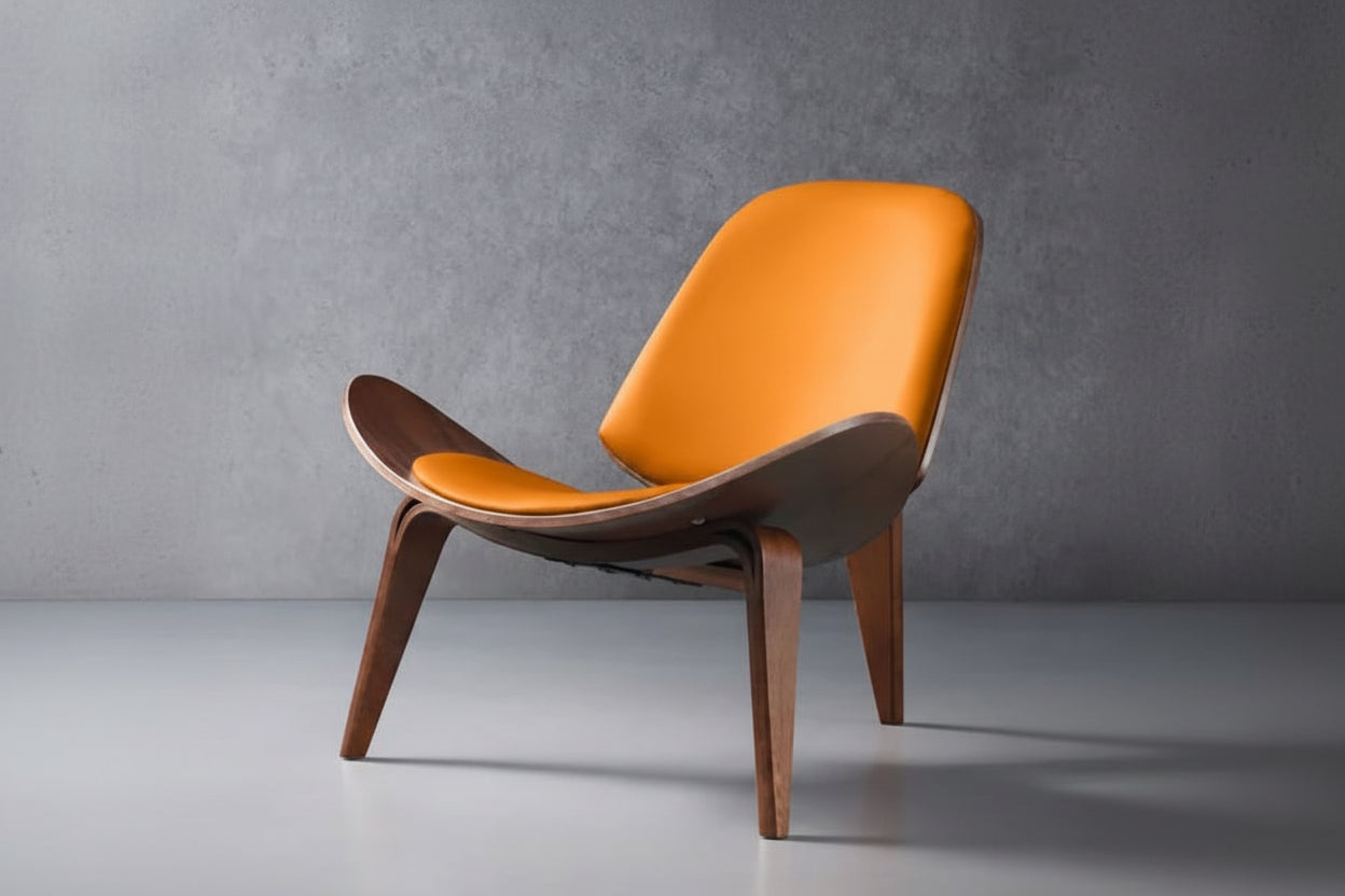 Nordic Smile Chair - Modern Designer Accent Chair with Shell Back for Living Room