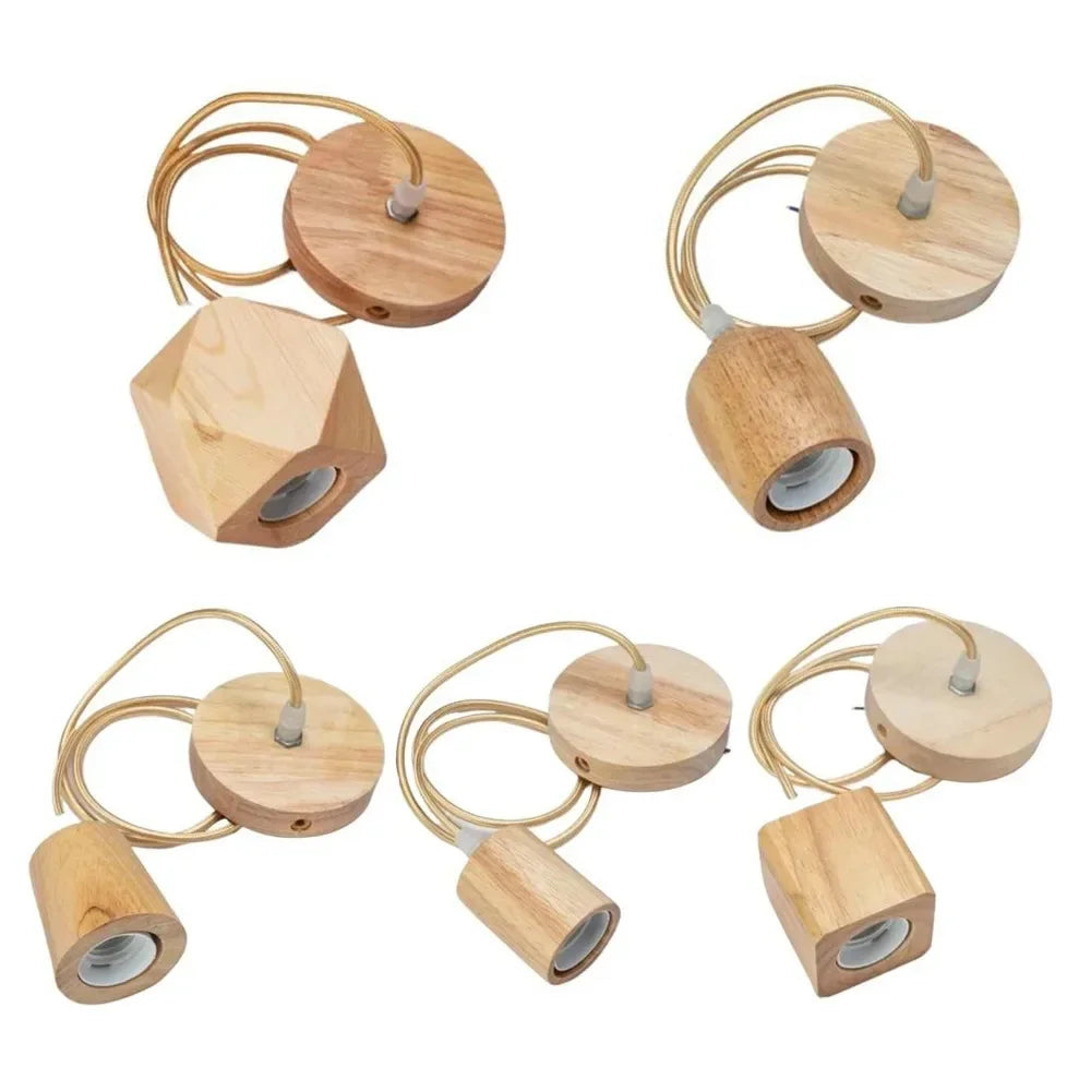 Wooden Pendant Light | Nordic Vintage E27 Hanging Lamp