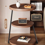 3-Tier Round Side Table - Modern Tray Table for Bedroom, Living Room & Bedside