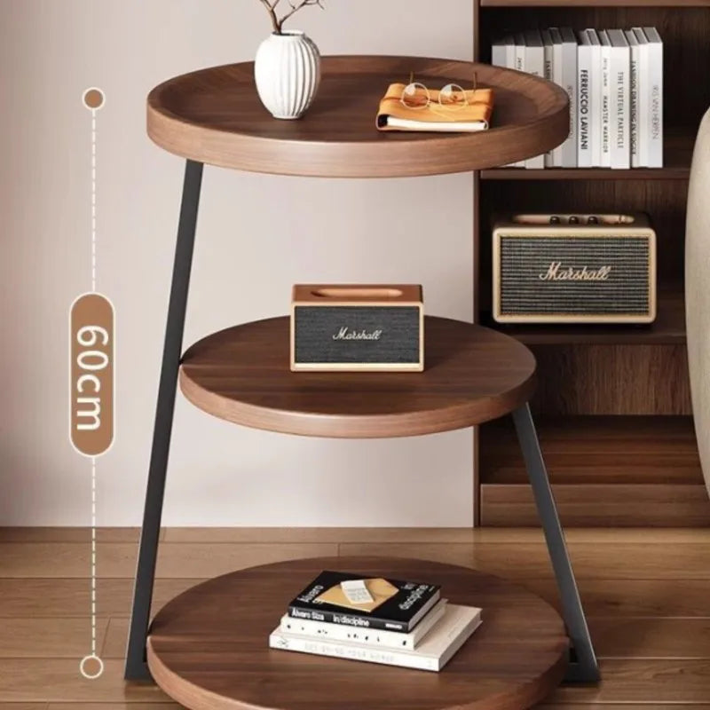 3-Tier Round Side Table - Modern Tray Table for Bedroom, Living Room & Bedside
