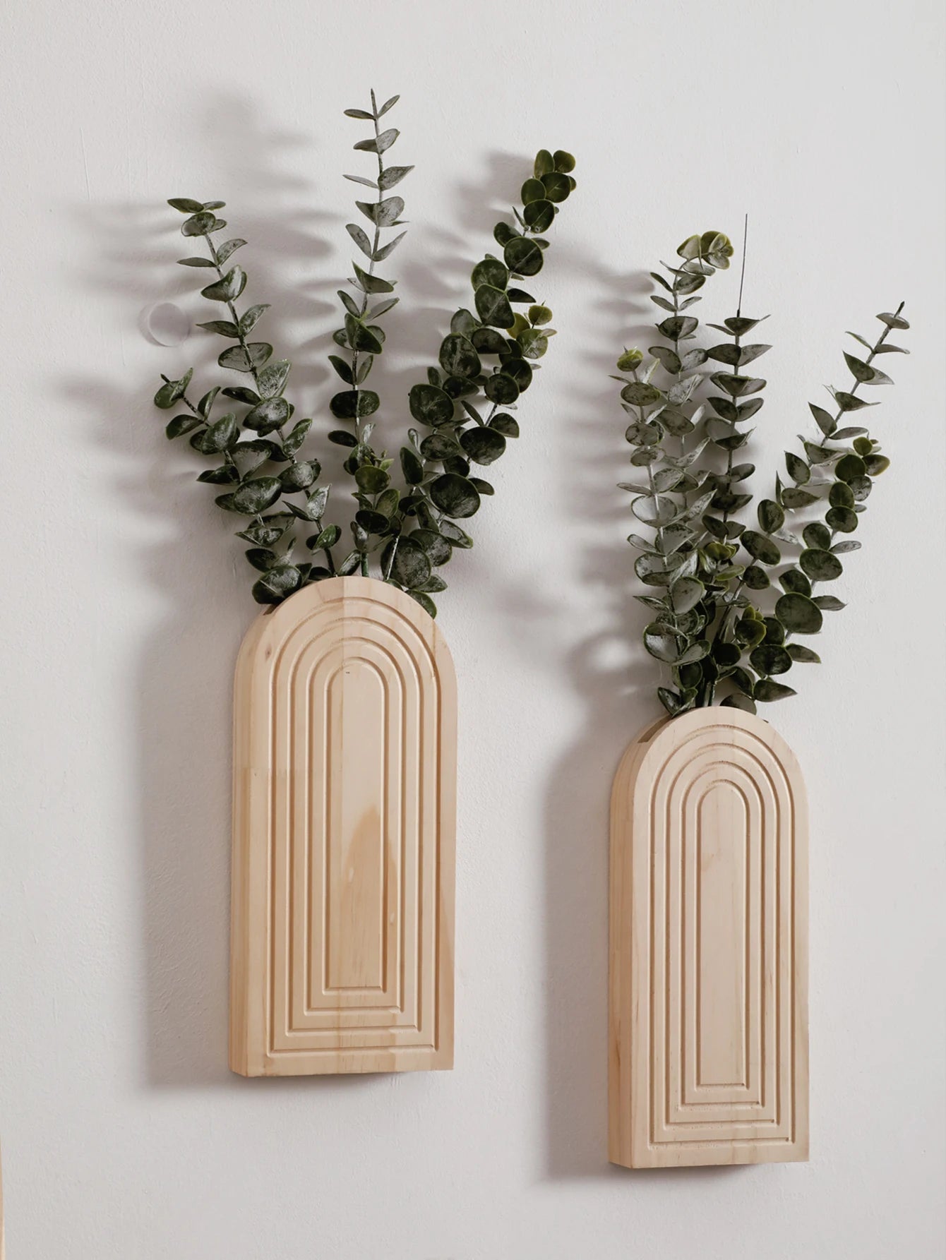 Boho Wooden Wall Vase Arched Hanging Planter for Living Room