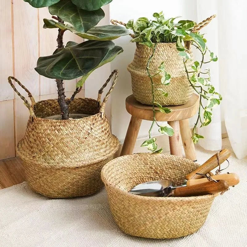 Seagrass Basket - Rattan Hanging Planter & Storage Organizer