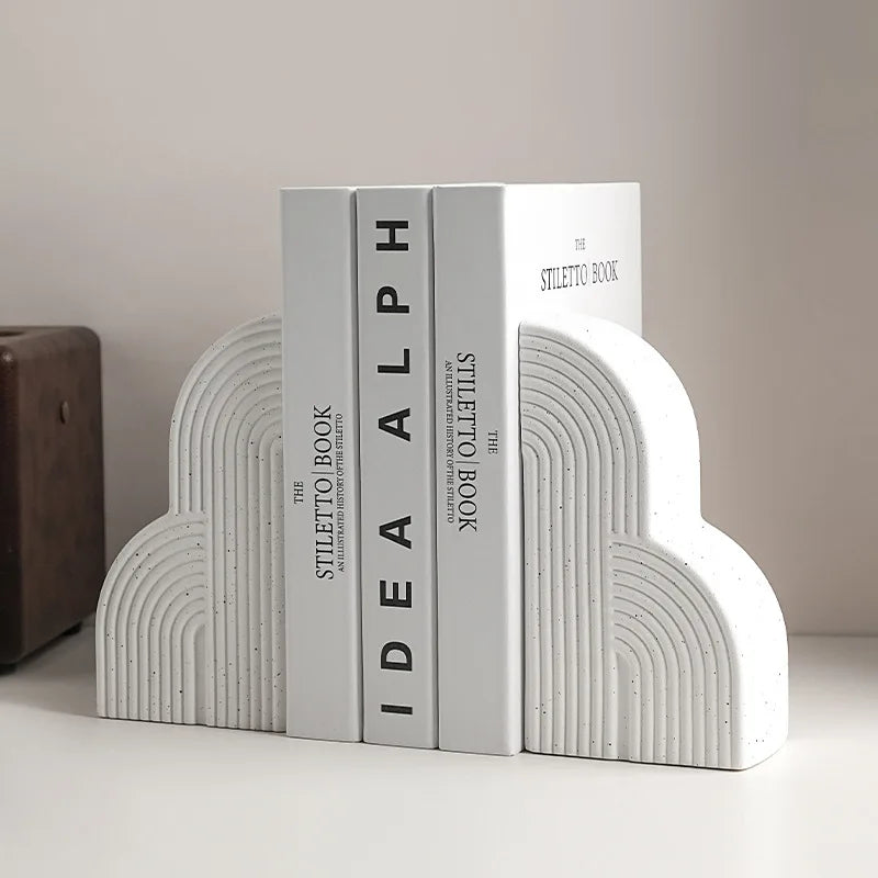 Nordic Ceramic Bookends - Modern Book Holders for Desk & Office Organization