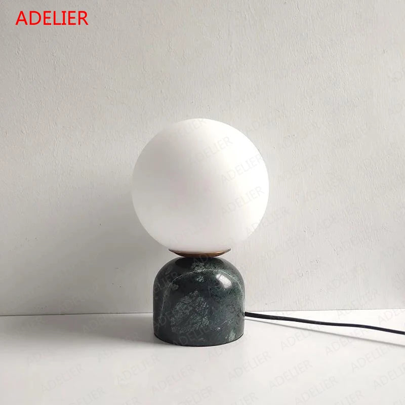 Marble Table Lamp - Modern Glass Ball Desk Lamp - Luxury Home Lighting