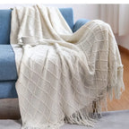 Nordic Knitted Throw Blanket - Soft Shawl for Sofa & Bed