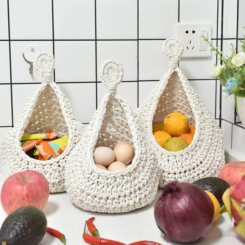 Cotton Rope Storage Basket - Wall Hanging Organizer