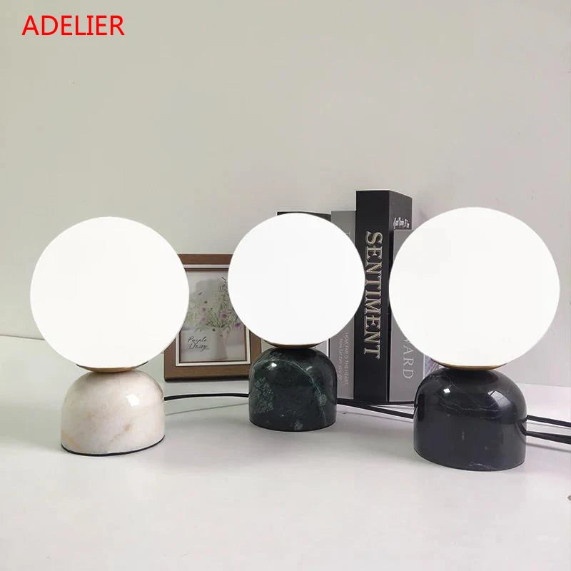 Marble Table Lamp - Modern Glass Ball Desk Lamp - Luxury Home Lighting