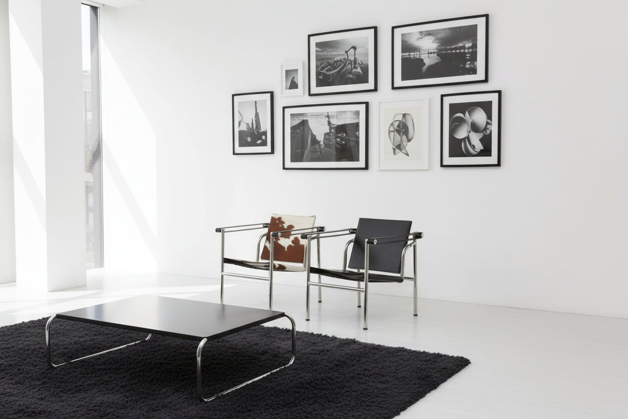 Bauhaus Lounge Chair - Corbusier Style Leather Armchair with Steel Frame