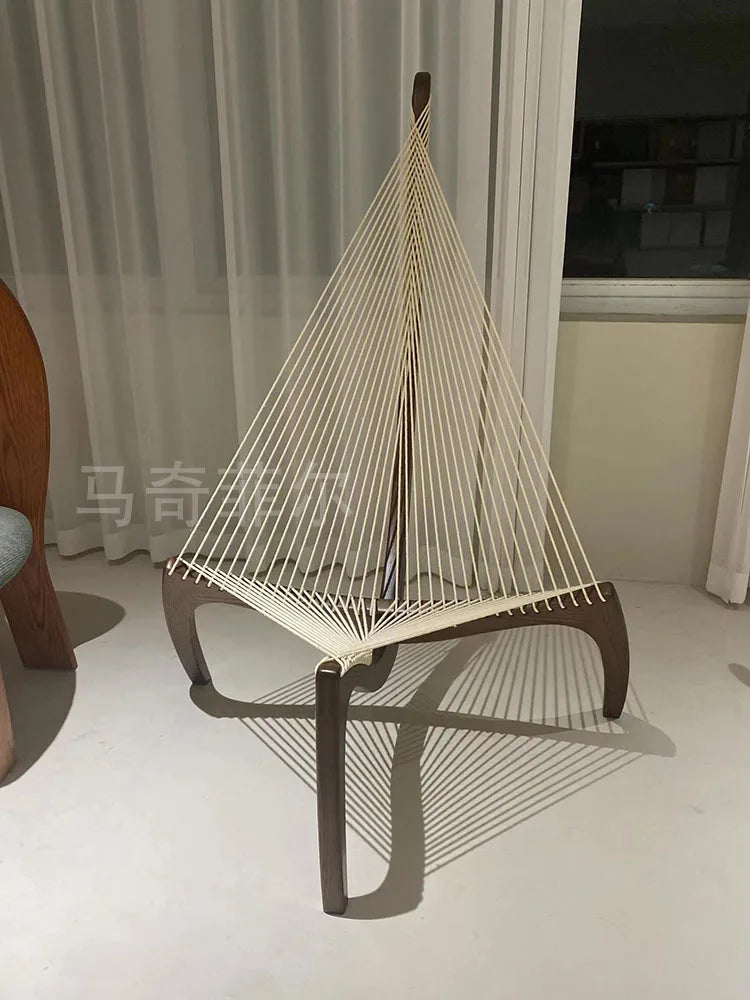 Nordic Solid Wood Sailboat Chair - Designer Harp Chair Lounge for Living Room