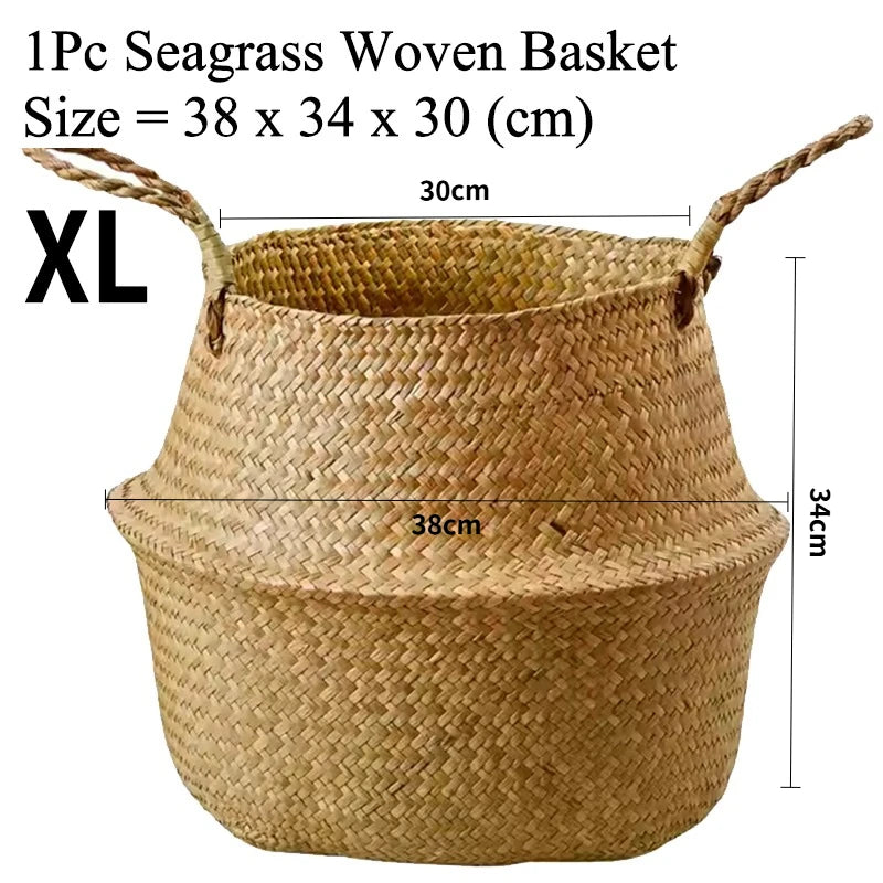Seagrass Basket - Rattan Hanging Planter & Storage Organizer