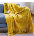 Nordic Knitted Throw Blanket - Soft Shawl for Sofa & Bed
