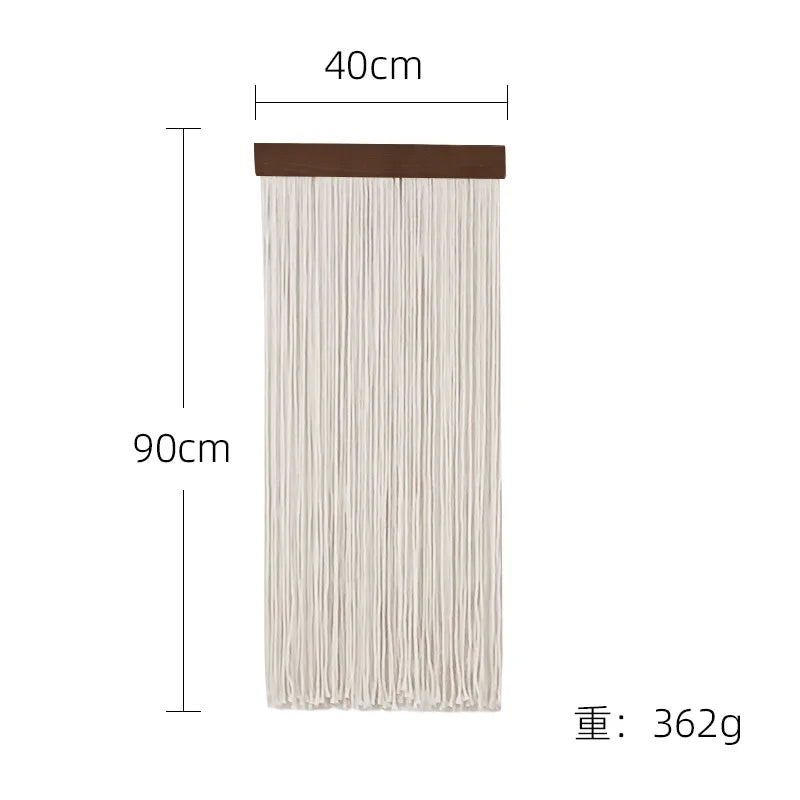 Boho Wooden Wall Art Tapestry - Hand-Woven Cotton Rope Macrame for Bedroom & Living Room