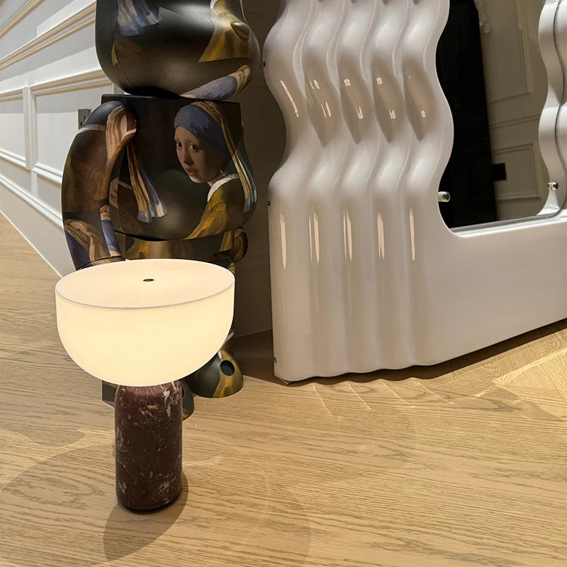 Marble Bedside Table Lamp - Danish Designer Touch Lamp for Bedroom & Office