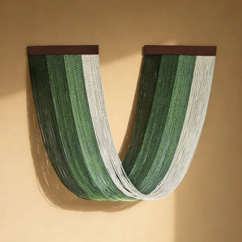 Boho Wooden Wall Art Tapestry - Hand-Woven Cotton Rope Macrame for Bedroom & Living Room