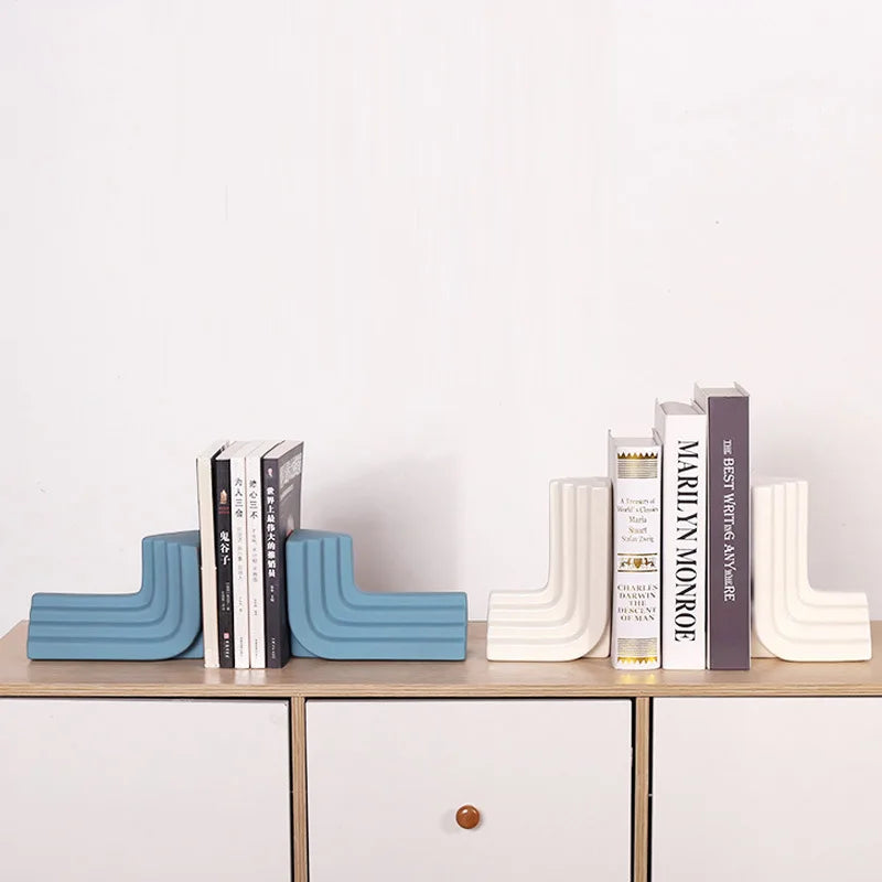 Nordic Ceramic Bookends - Modern Book Holders for Desk & Office Organization