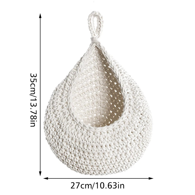Cotton Rope Storage Basket - Wall Hanging Organizer
