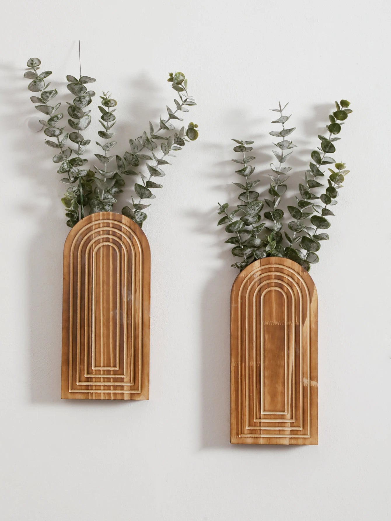 Boho Wooden Wall Vase Arched Hanging Planter for Living Room