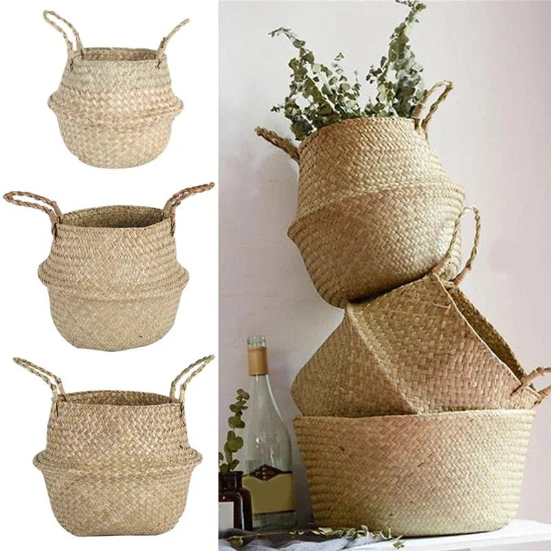 Seagrass Basket - Rattan Hanging Planter & Storage Organizer
