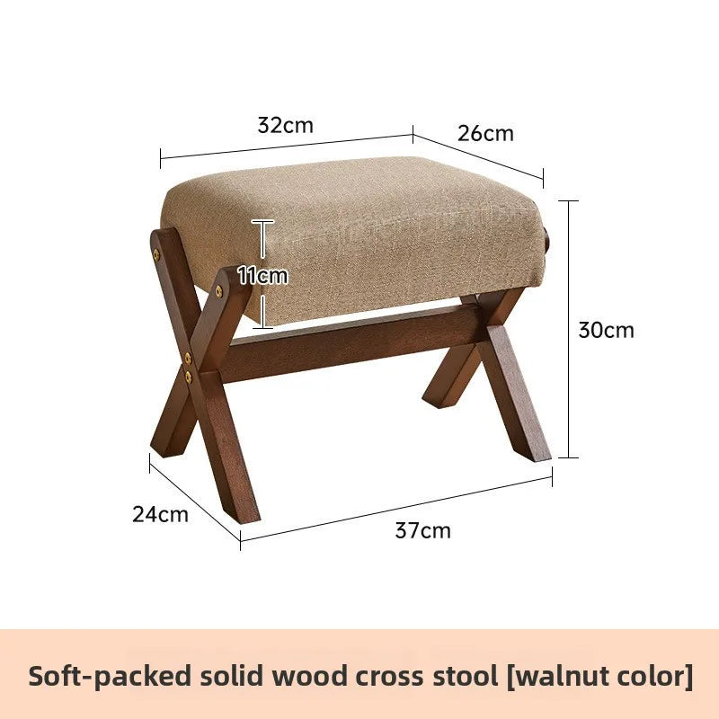 Solid Wood Upholstered Foot Rest- Entryway Storage Ottoman with Padded Seat & Slip-Resistant Base - LUXE Home Collection Co