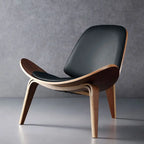 Nordic Smile Chair - Modern Designer Accent Chair with Shell Back for Living Room