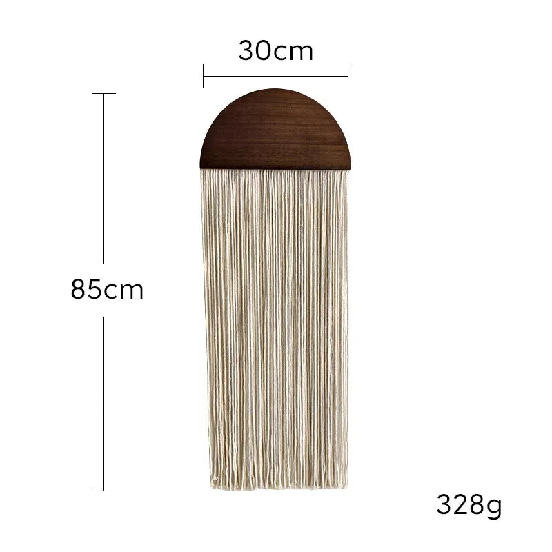 Half Moon Macrame Wall Hanging - Colorful Boho Wall Art with Natural Wood