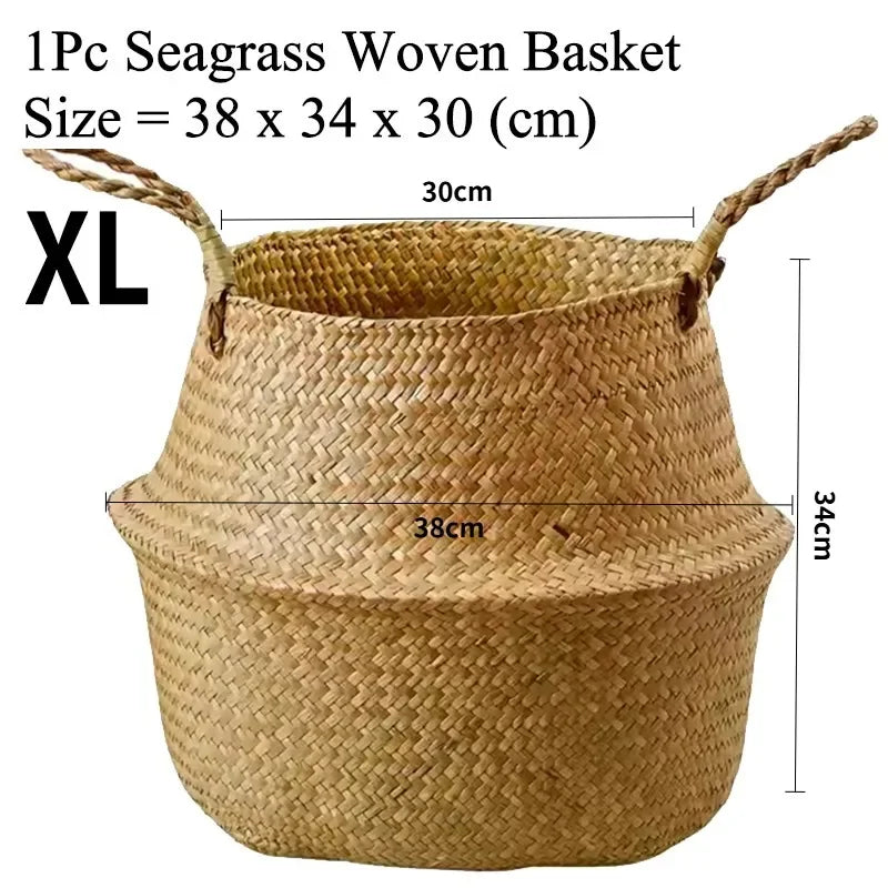 Seagrass Basket - Rattan Hanging Planter & Storage Organizer