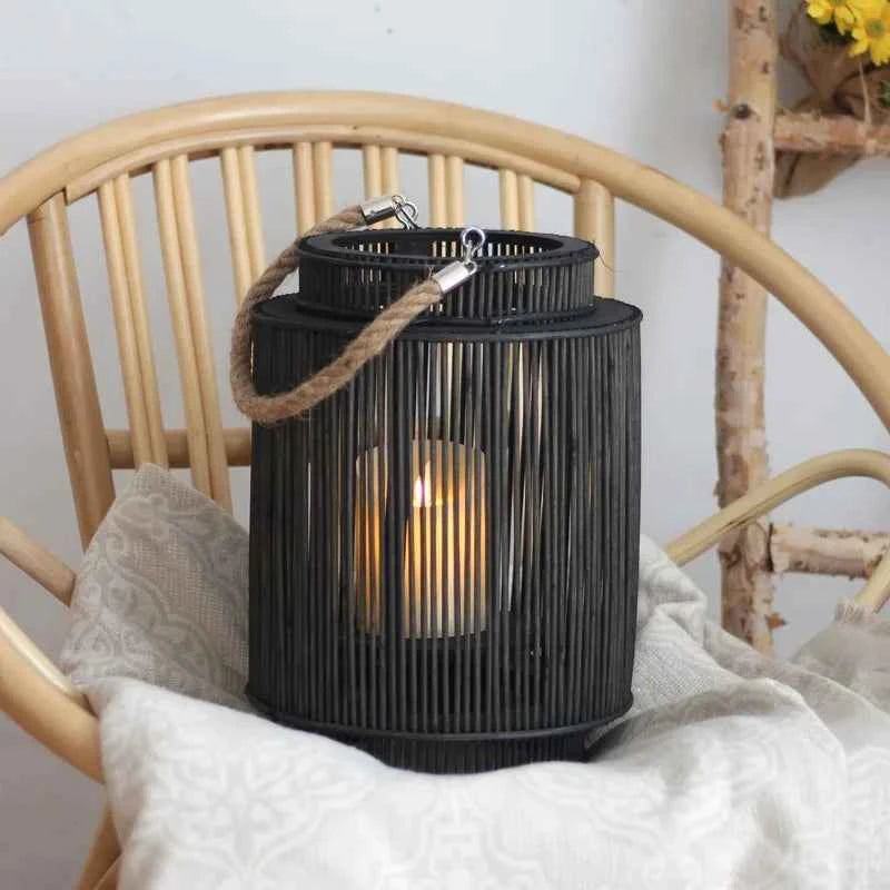 Rattan Wind Lantern Candle Holder Vintage Candle Holders Decorative Nordic Candlestick Elegant Candlesticks Home Decorations