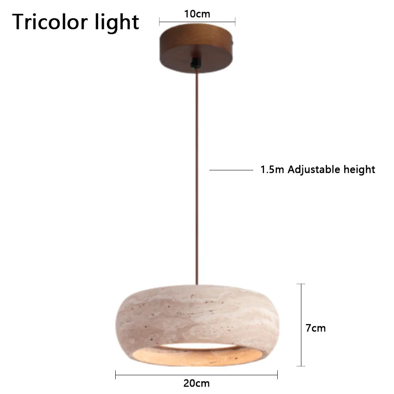 Natural Stone Pendant Light | Travertine Dimmable LED Chandelier