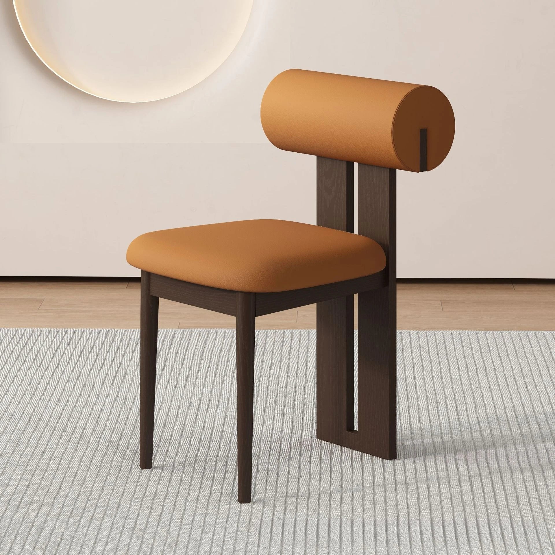 Solid Wood Dining Chair - Modern Upholstered Backrest Chair