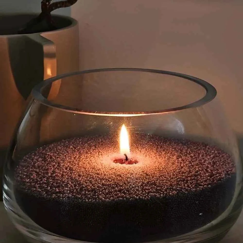 200G Black Sand Beaded Wax Candle Making Kit DIY Pearled Candle Candle Making 10PCS Wicks 2PCS Centering Devices 40 Stickers Dot