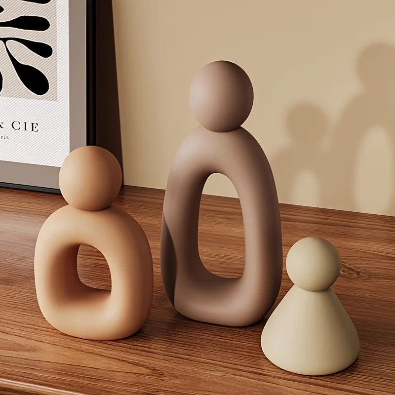 Modern Minimalist Family Sculpture - Abstract Resin Family of Three for Home Decor