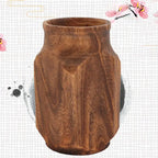 Farmhouse Wooden Vase - Natural Wood Decorative Vase for Living Room & Bedroom