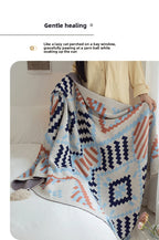 Bohemian Wave Throw Blanket - Ethnic Knit Sofa Blanket with Fringe | 130x170cm