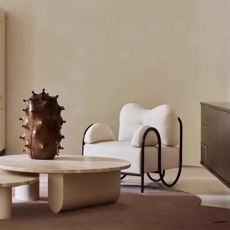 Italian Solid Wood Sofa Chair - Designer Accent Chair for Living Room & Balcony