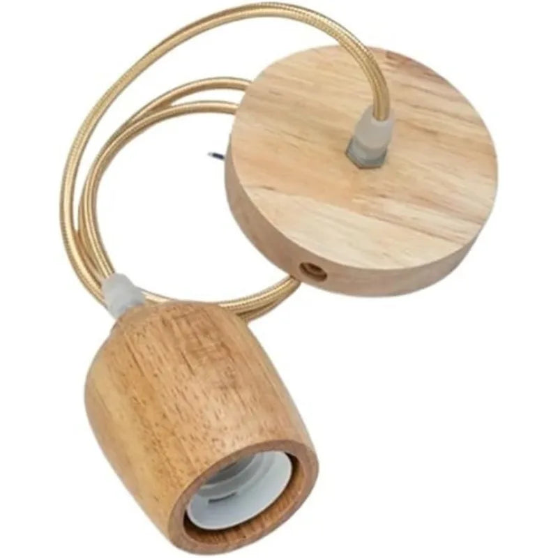Wooden Pendant Light | Nordic Vintage E27 Hanging Lamp