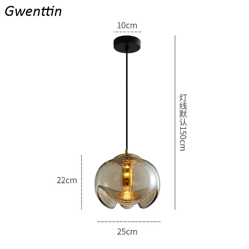 Glass Pendant Light - Modern Chandelier for Dining Room & Kitchen